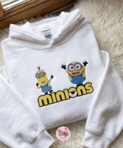 Minions Embroidered T-shirt, Movie Characters Embroidered Shirt, Cozy Gifts For Girlfriend 3 Minions Embroidered T shirt, Movie Characters Embroidered Shirt, Cozy Gifts For Girlfriend (3)