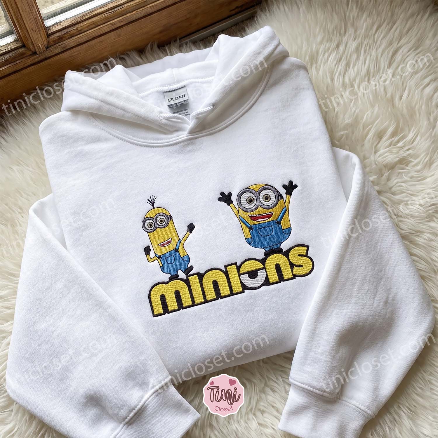 Minions Embroidered T-shirt, Movie Characters Embroidered Shirt, Cozy Gifts For Girlfriend Minions Embroidered T-shirt, Movie Characters Embroidered Shirt, Cozy Gifts For Girlfriend