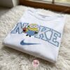 Minion Bob Hugging Tim Bear Embroidered Sweatshirt, Minions Movie Characters Embroidered Shirt, Cozy Gifts For Girlfriend