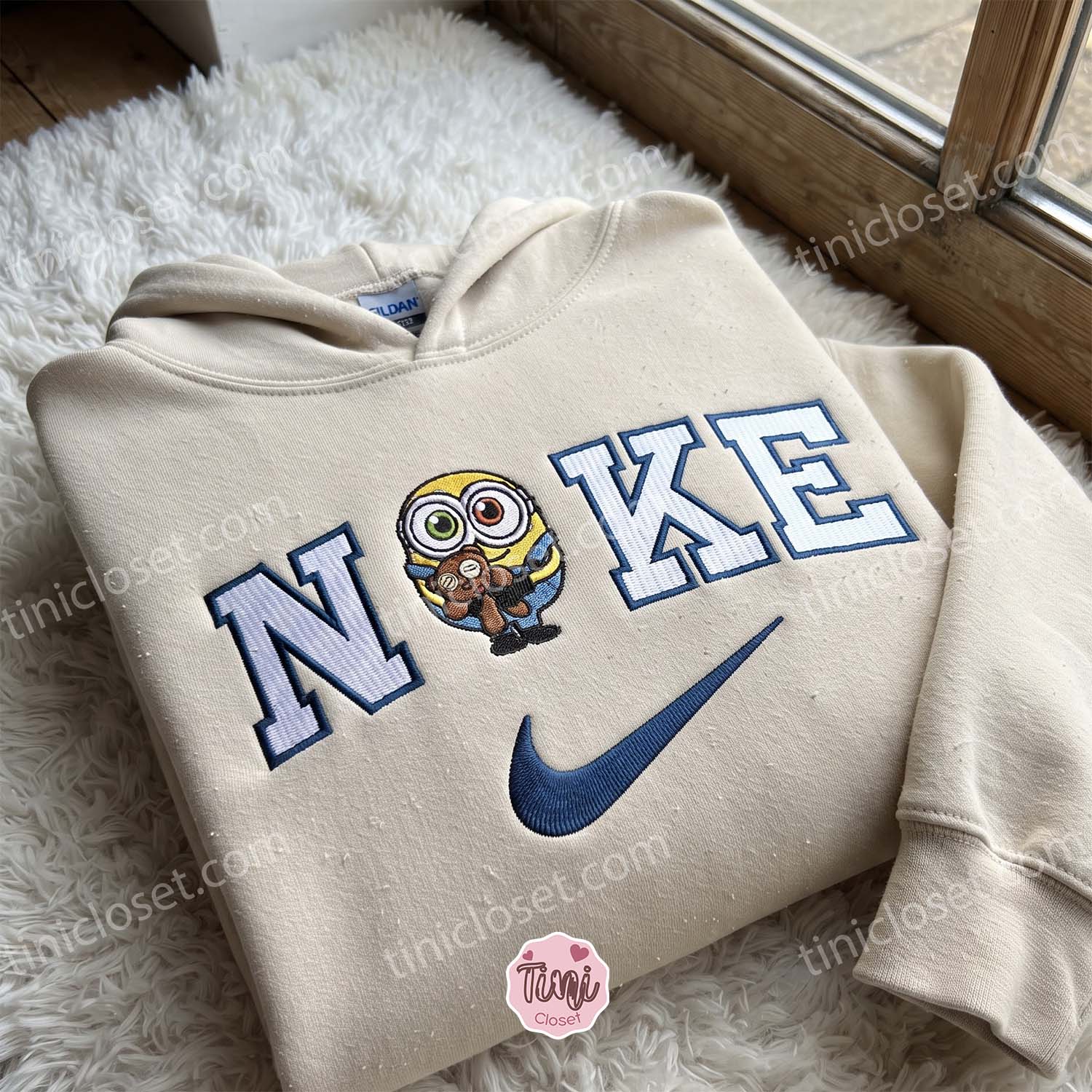 Minion Bob with Tim Bear Embroidered Sweatshirt, Minions Movie Characters Embroidered Shirt, Cozy Gifts For Girlfriend Minion Bob with Tim Bear Embroidered Sweatshirt, Minions Movie Characters Embroidered Shirt, Cozy Gifts For Girlfriend