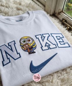 Minion Bob with Tim Bear Embroidered Sweatshirt, Minions Movie Characters Embroidered Shirt, Cozy Gifts For Girlfriend (3)