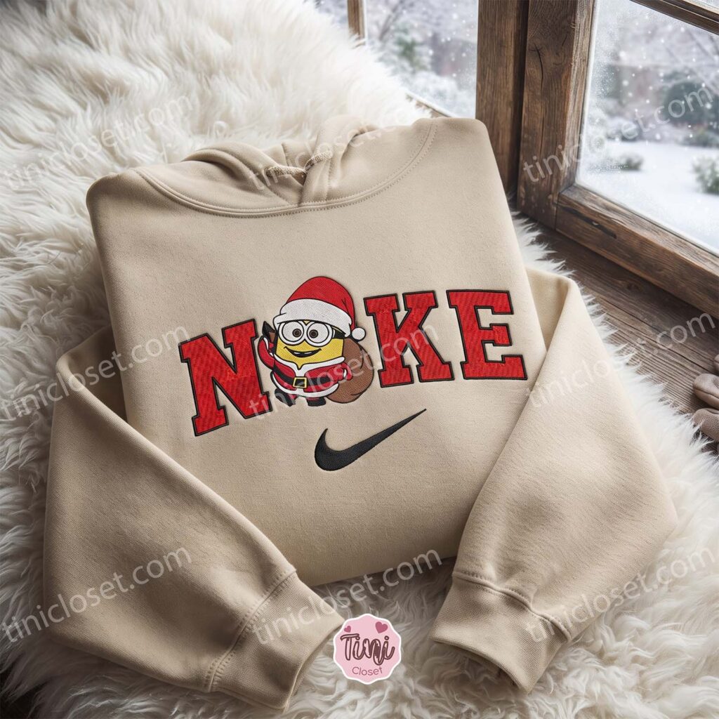 Minion Bob Santa Claus Embroidered Sweatshirt, Minions Movie Characters Embroidered Shirt, Best Christmas Gift Minion Bob Santa Claus Embroidered Sweatshirt, Minions Movie Characters Embroidered Shirt, Best Christmas Gift