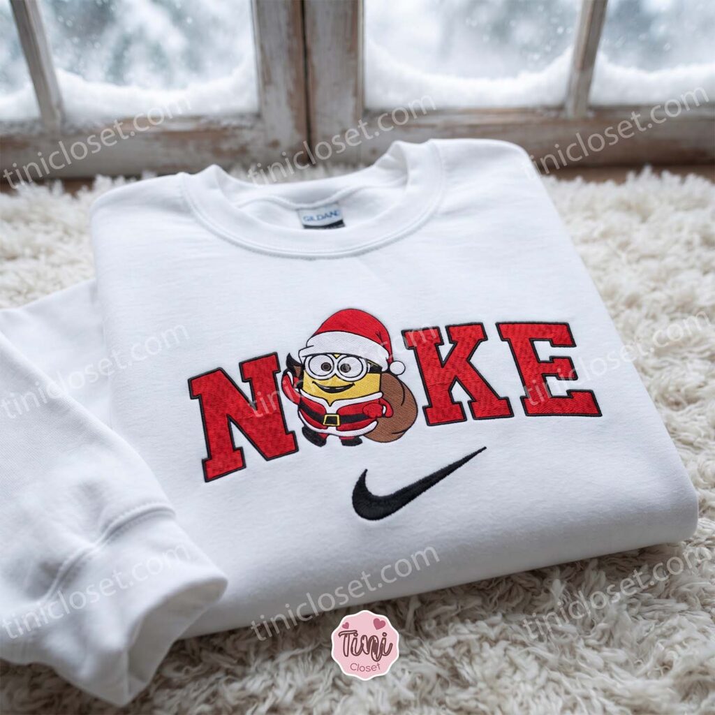 Minion Bob Santa Claus Embroidered Sweatshirt, Minions Movie Characters Embroidered Shirt, Best Christmas Gift Minion Bob Santa Claus Embroidered Sweatshirt, Minions Movie Characters Embroidered Shirt, Best Christmas Gift