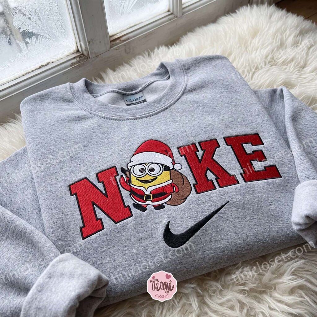 Minion Bob Santa Claus Embroidered Sweatshirt, Minions Movie Characters Embroidered Shirt, Best Christmas Gift Minion Bob Santa Claus Embroidered Sweatshirt, Minions Movie Characters Embroidered Shirt, Best Christmas Gift