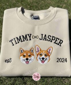 Personalized Custom Cat Hoodie, Embroidered Dog Face Sweatshirt, Custom Pet T shirt, Embroidered Meow Cat Shirt (3)