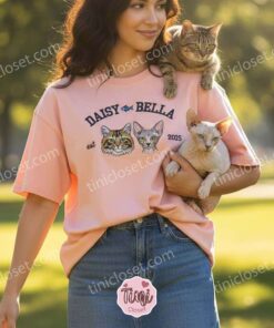 Personalized Custom Cat Hoodie, Embroidered Dog Face Sweatshirt, Custom Pet T shirt, Embroidered Meow Cat Shirt 267