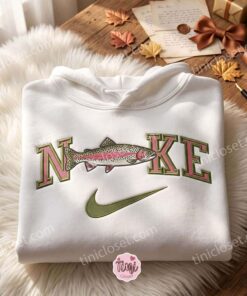 Trout Fish Embroidered Sweatshirt, Animal Embroidered Shirt, The Ultimate Gift for Bass Fishing Enthusiasts (1)