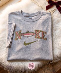 Trout Fish Embroidered Sweatshirt, Animal Embroidered Shirt, The Ultimate Gift for Bass Fishing Enthusiasts (3)