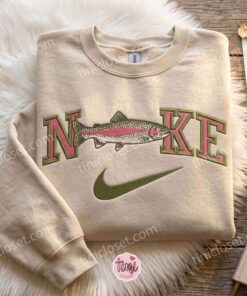 Trout Fish Embroidered Sweatshirt, Animal Embroidered Shirt, The Ultimate Gift for Bass Fishing Enthusiasts