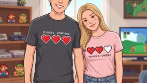 Pixel Hearts and Health Bars Embroidered Shirts
