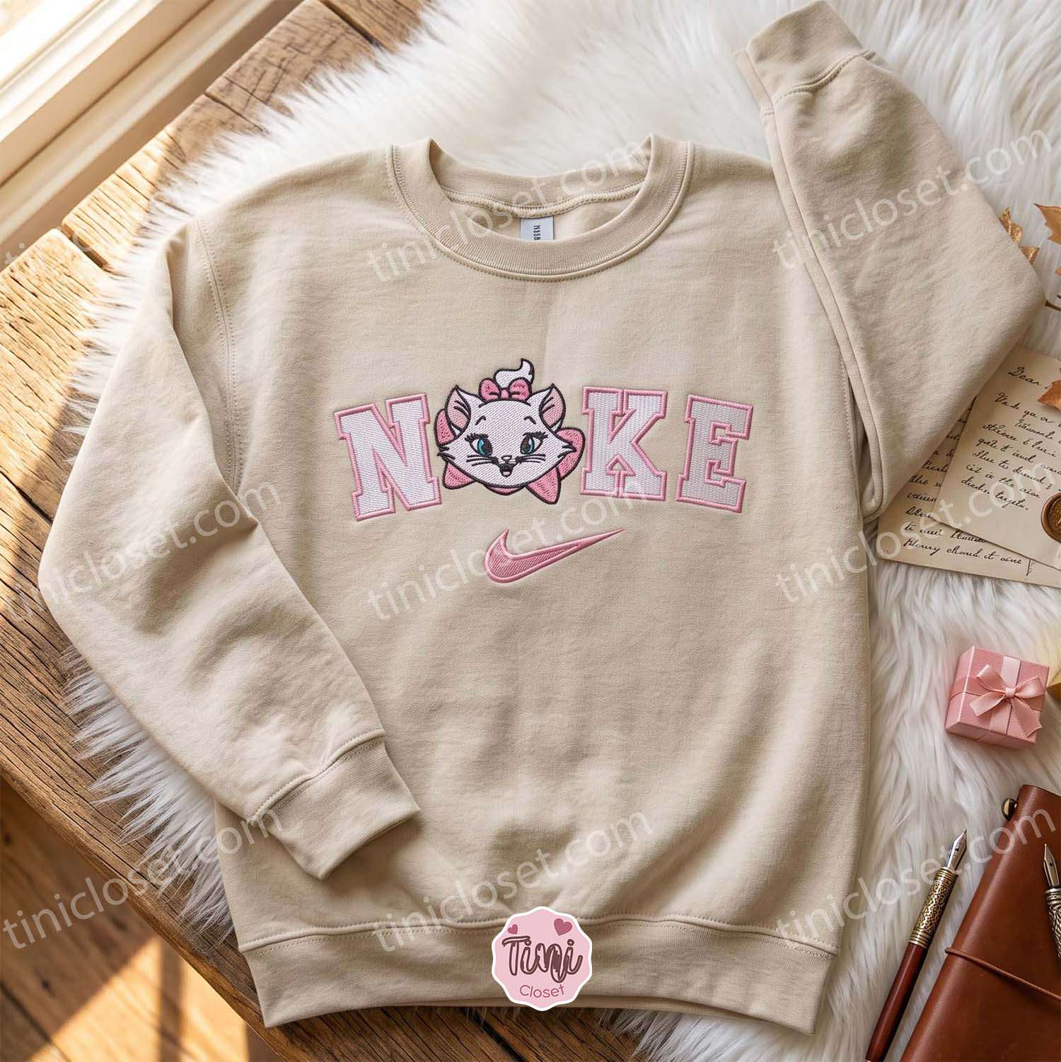 Cute Marie Cat Embroidered Hoodie, The Aristocats Cartoon Embroidered T-shirt, Best Gift for Girlfriend Cute Marie Cat Embroidered Hoodie, The Aristocats Cartoon Embroidered T-shirt, Best Gift for Girlfriend