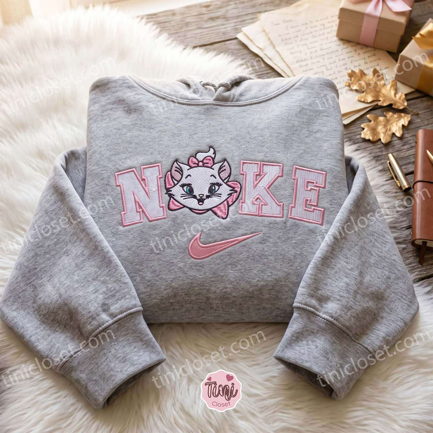 Cute Marie Cat Embroidered Hoodie, The Aristocats Cartoon Embroidered T-shirt, Best Gift for Girlfriend Cute Marie Cat Embroidered Hoodie, The Aristocats Cartoon Embroidered T-shirt, Best Gift for Girlfriend