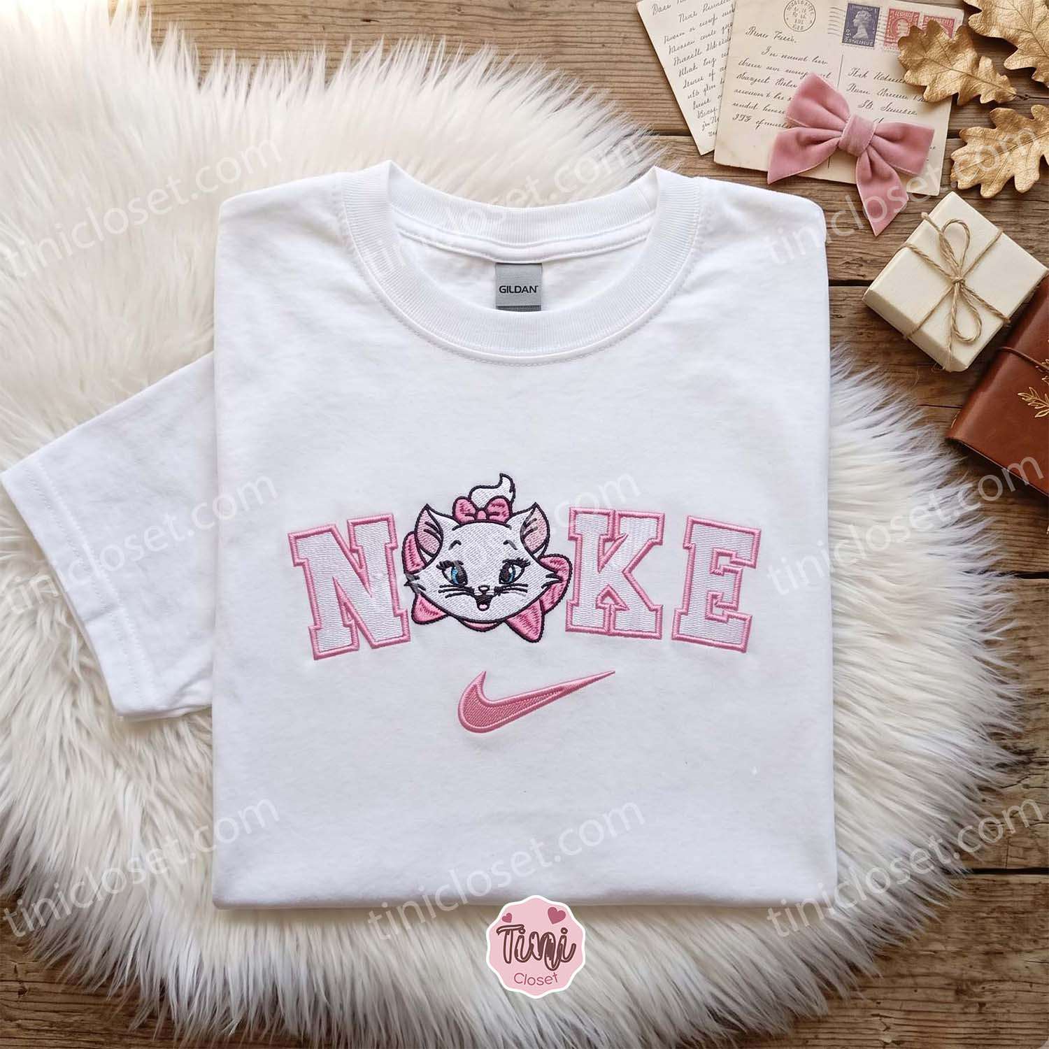 Cute Marie Cat Embroidered Hoodie, The Aristocats Cartoon Embroidered T-shirt, Best Gift for Girlfriend Cute Marie Cat Embroidered Hoodie, The Aristocats Cartoon Embroidered T-shirt, Best Gift for Girlfriend