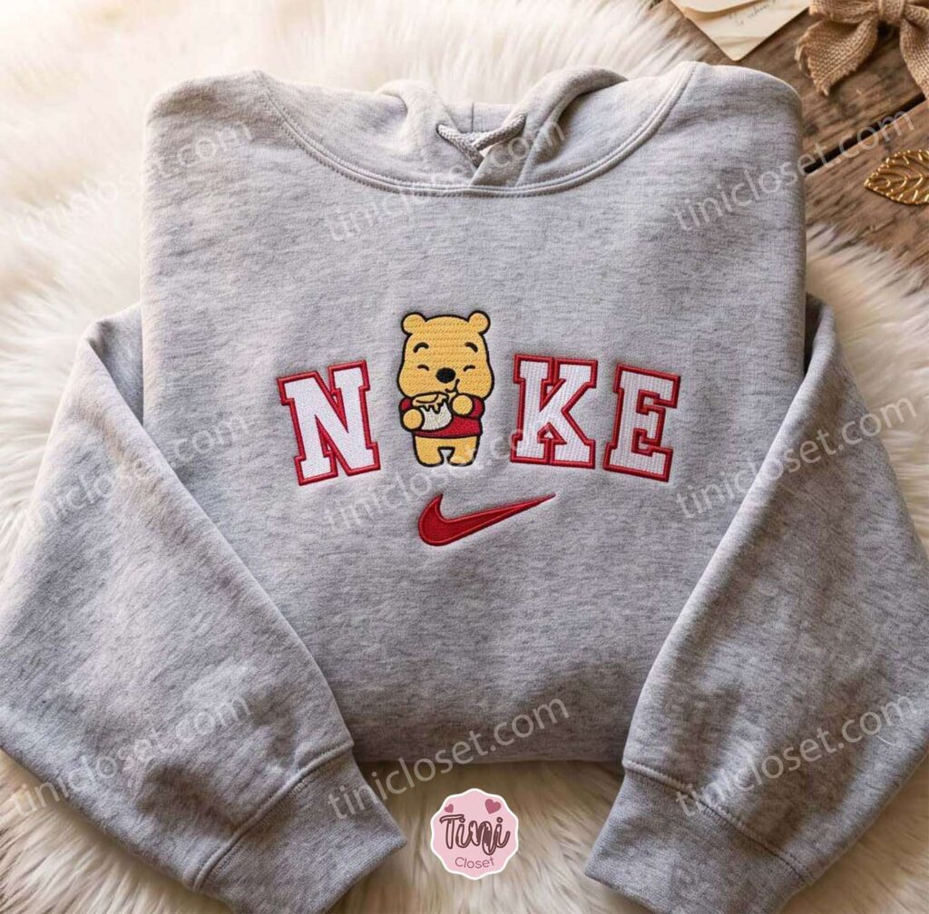 Custom Winnie Honey Pot Embroidered Sweatshirt, Cute Valentine Crewneck & Varsity Letter Shirt, Cozy Gifts For Girlfriend