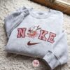 Courage the Cowardly Dog Cartoon Embroidered Sweatshirt, Cozy Gifts For Girlfriend, Pink Lettering Retro Crewneck