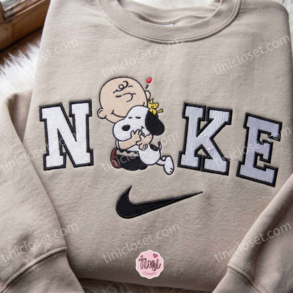 Snoopy Best Friends Hugging Embroidered Crewneck, Miss You Gift For Him Her, Custom Long Sleeve Sweatshirt Snoopy Best Friends Hugging Embroidered Crewneck, Miss You Gift For Him Her, Custom Long Sleeve Sweatshirt