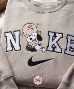 Snoopy Best Friends Hugging Embroidered Crewneck, Miss You Gift For HimHer, Custom Long Sleeve Sweatshirt (3)