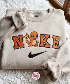 Charmander Anime Character Embroidered Sweatshirt, Vintage Varsity Style Crewneck, Just Because Gift For Him (3)