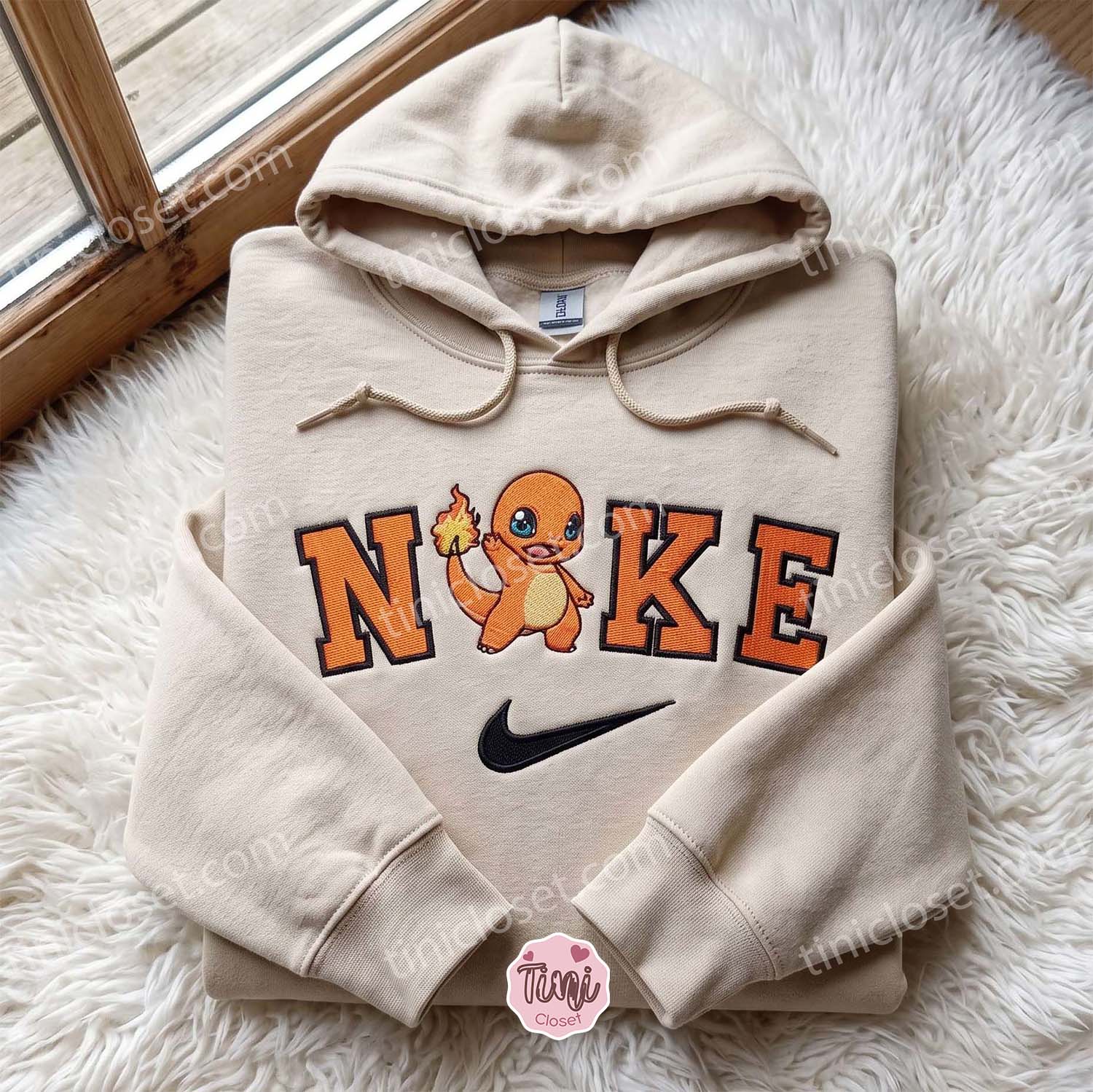 Charmander Anime Character Embroidered Sweatshirt, Vintage Varsity Style Crewneck, Just Because Gift For Him Charmander Anime Character Embroidered Sweatshirt, Vintage Varsity Style Crewneck, Just Because Gift For Him