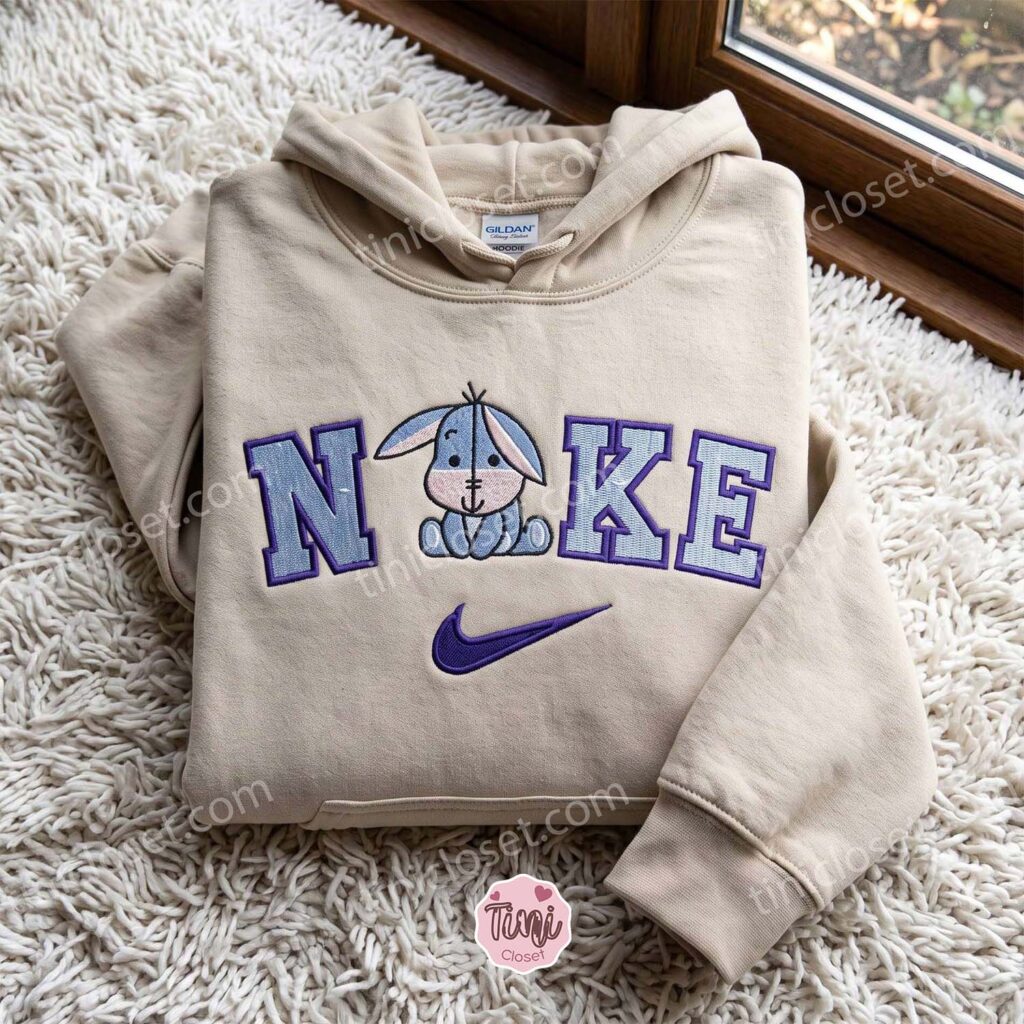 Cute Cartoon Eeyore Donkey Embroidered Sweatshirt, Disney Embroidered Hoodie, Cozy Gifts For Girlfriend Cute Cartoon Eeyore Donkey Embroidered Sweatshirt, Disney Embroidered Hoodie, Cozy Gifts For Girlfriend