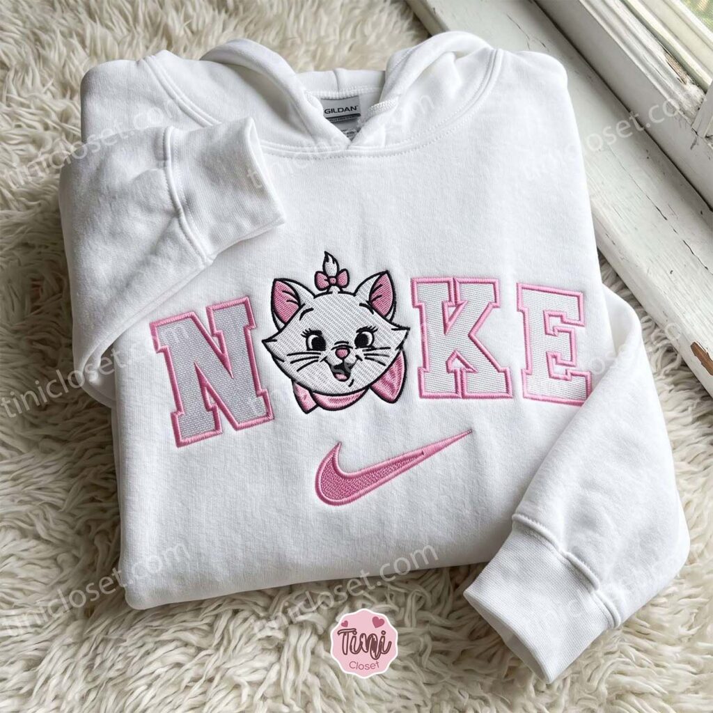 Cute Marie Cat Embroidered Hoodie, The Aristocats Cartoon Embroidered Sweatshirt, Best Gift for Girlfriend