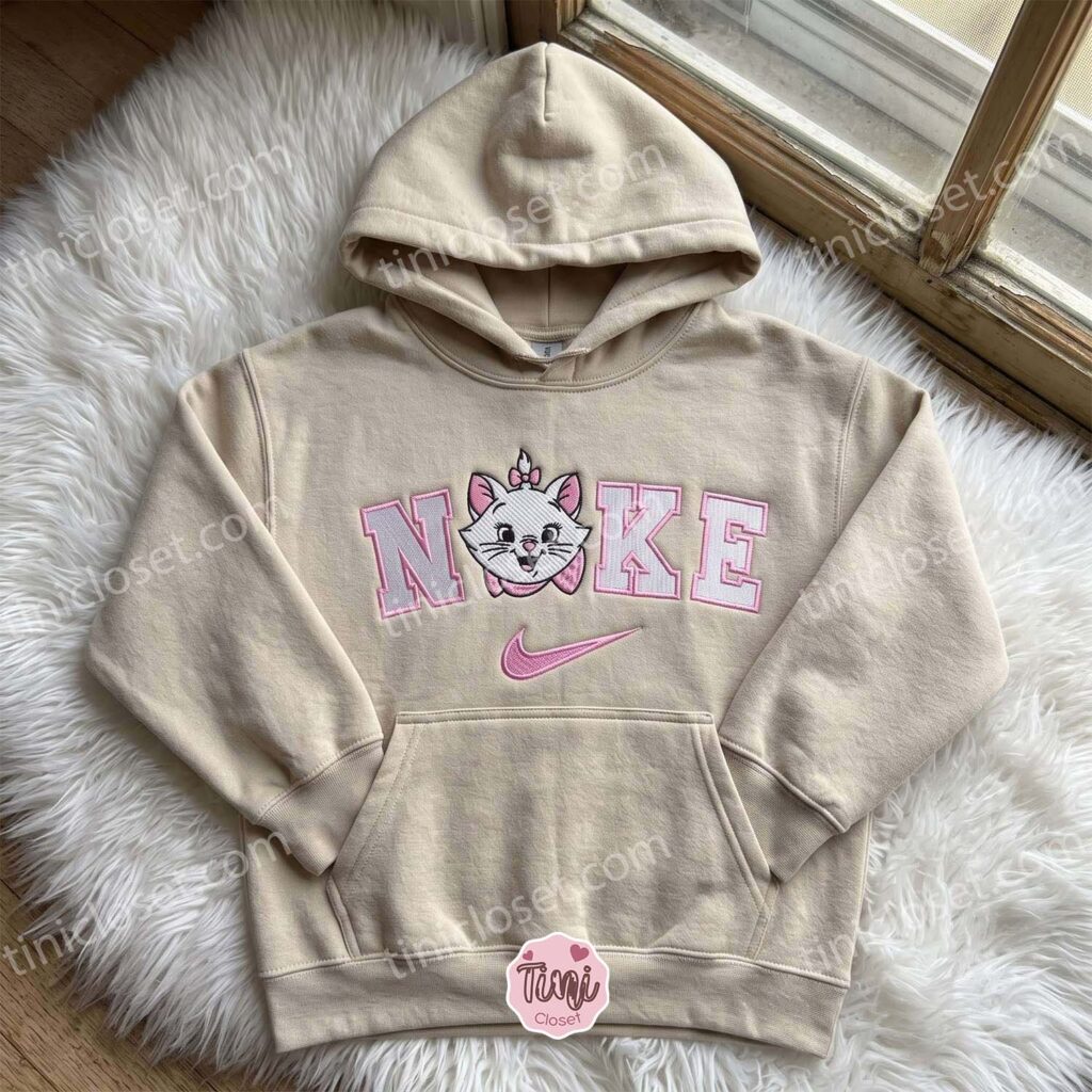 Cute Marie Cat Embroidered Hoodie, The Aristocats Cartoon Embroidered Sweatshirt, Best Gift for Girlfriend
