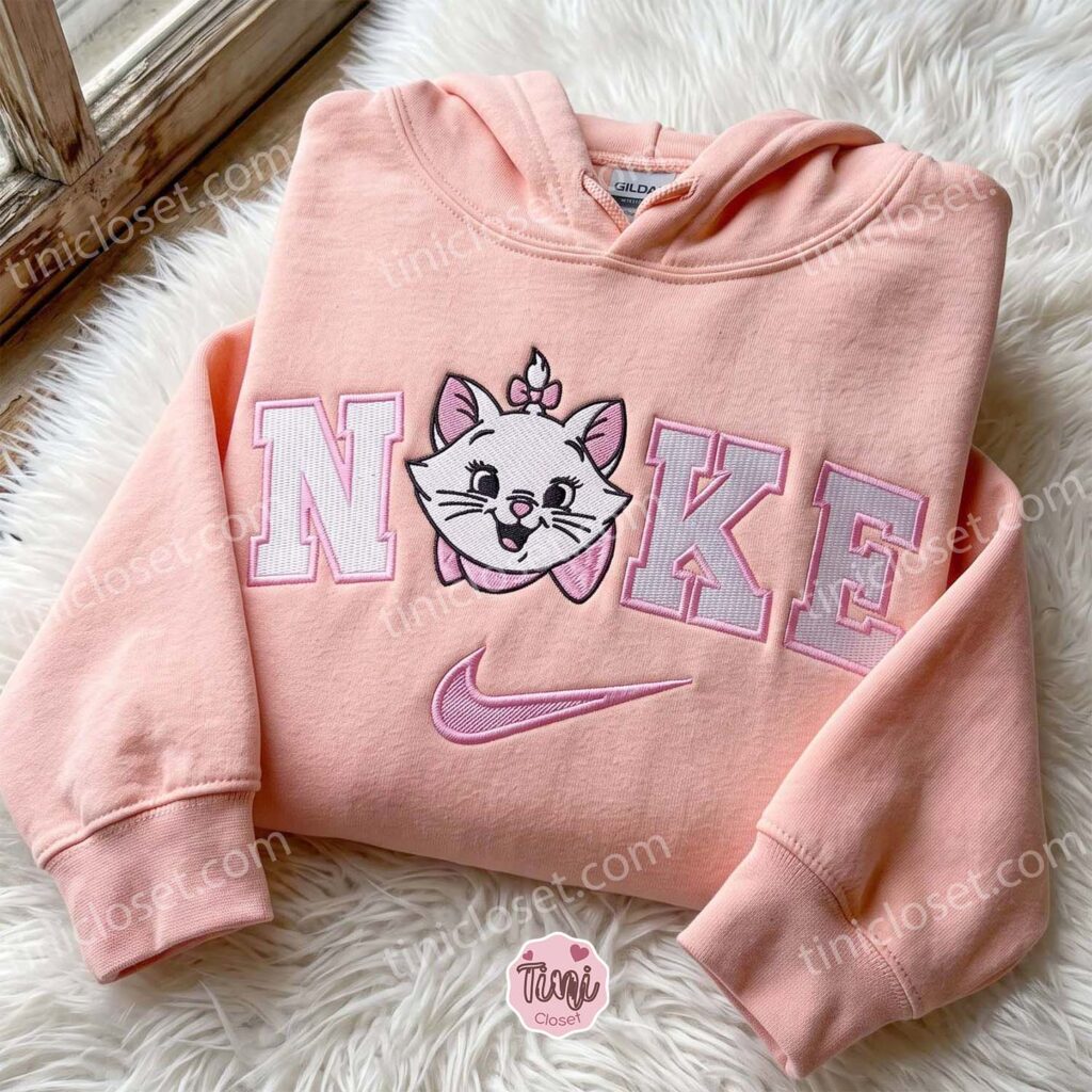 Cute Marie Cat Embroidered Hoodie, The Aristocats Cartoon Embroidered Sweatshirt, Best Gift for Girlfriend