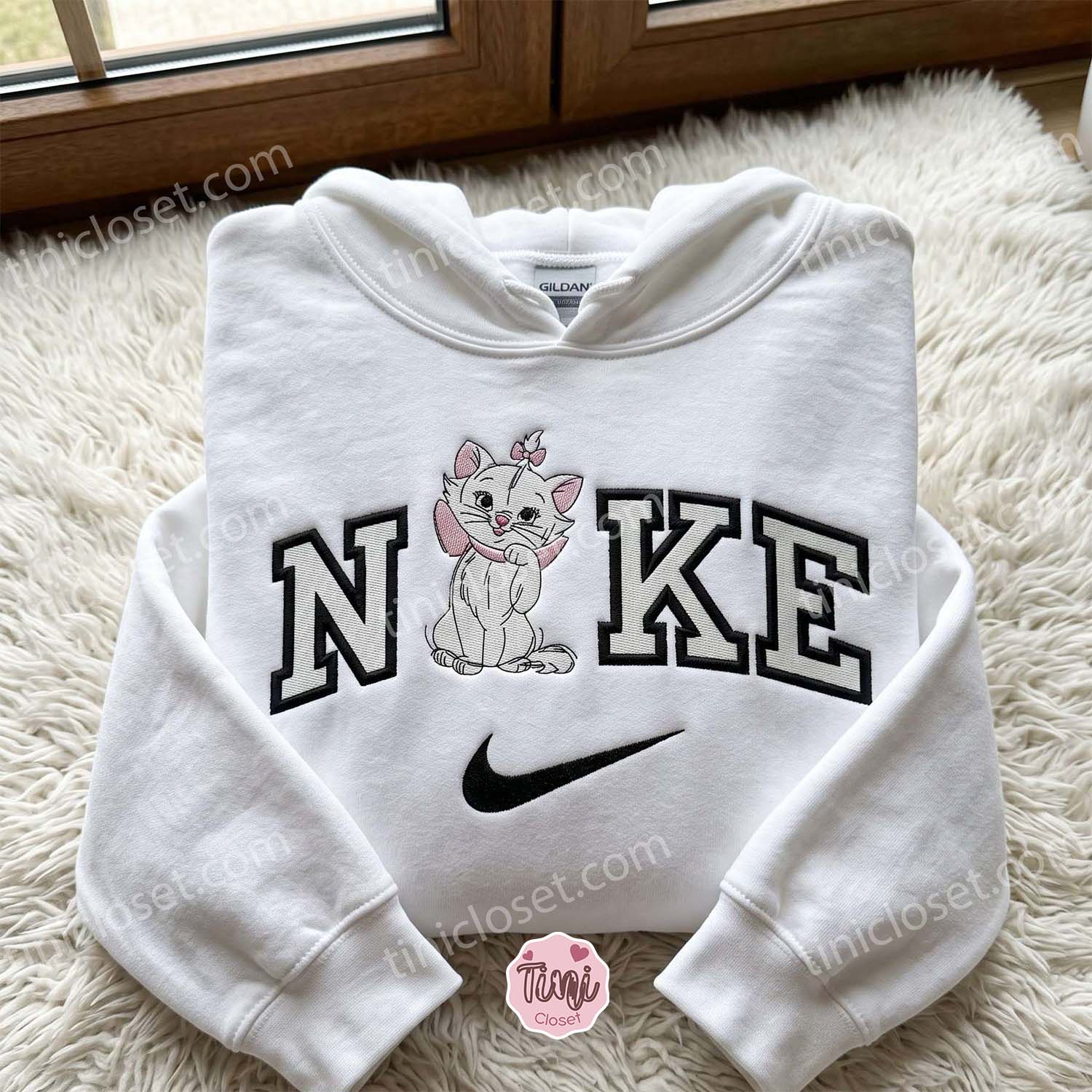 Cute Marie Cat Embroidered T-shirt, Disney’s The Aristocats Embroidered Hoodie, Cozy Gifts For Girlfriend Cute Marie Cat Embroidered T-shirt, Disney’s The Aristocats Embroidered Hoodie, Cozy Gifts For Girlfriend