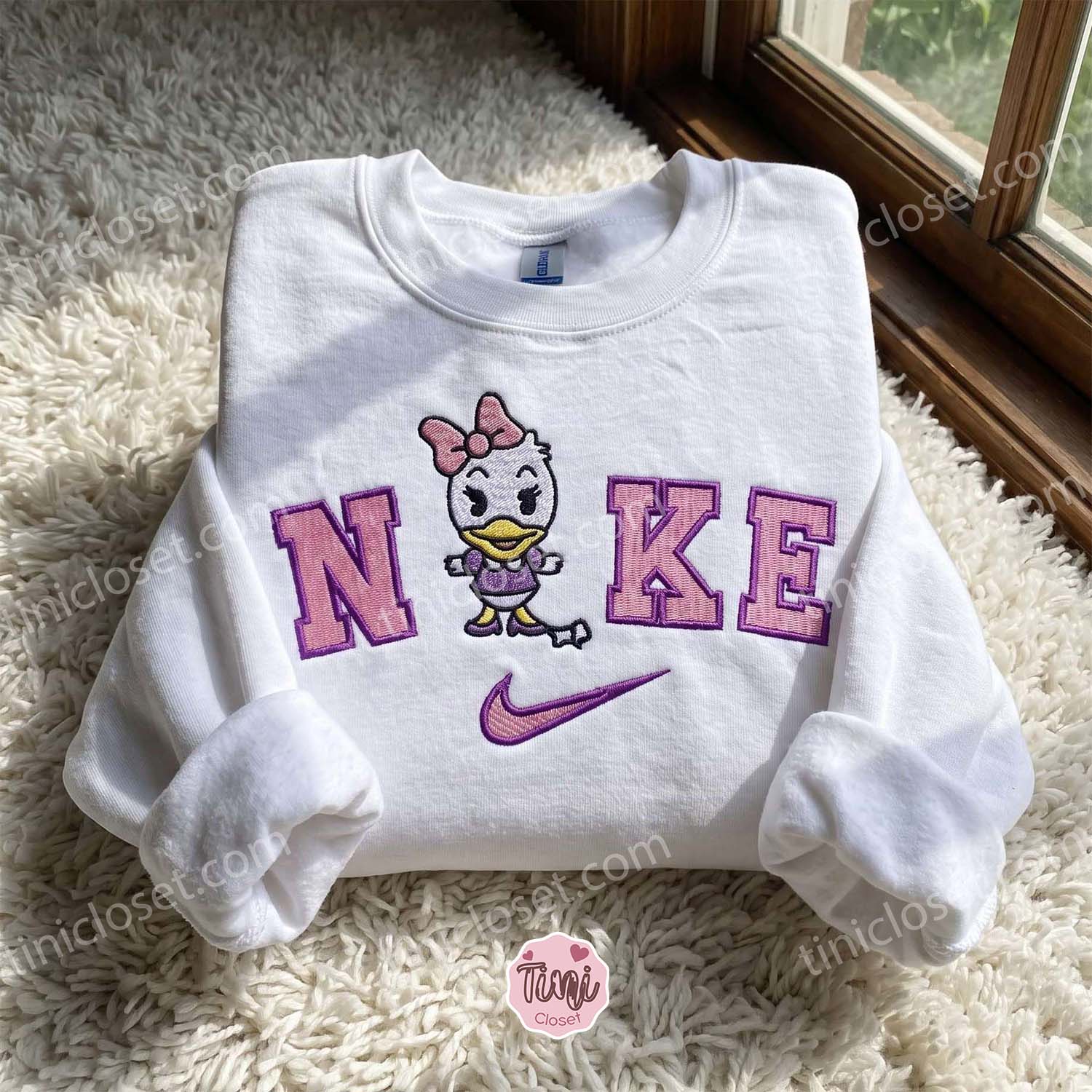 Disney Cute Daisy Duck Embroidered Sweatshirt, Oversized Hoodie For Girlfriend, Cozy Gifts For Girlfriend Disney Cute Daisy Duck Embroidered Sweatshirt, Oversized Hoodie For Girlfriend, Cozy Gifts For Girlfriend