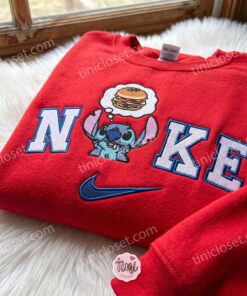Hungry Stitch Embroidered Sweatshirt, Cute Cartoon Embroidered Hoodie, Disney Embroidered T shirt (1)