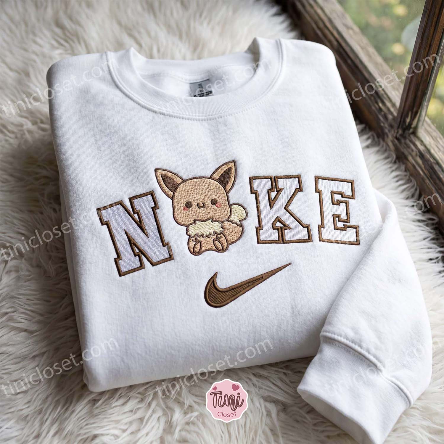 Cute Eevee Pokemon Embroidered Hoodie, Custom Anime Character Embroidered Sweatshirt, Bestie Matching Shirts Cute Eevee Pokemon Embroidered Hoodie, Custom Anime Character Embroidered Sweatshirt, Bestie Matching Shirts