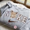 Cute Eevee Pokemon Embroidered Hoodie, Custom Anime Character Embroidered Sweatshirt, Bestie Matching Shirts