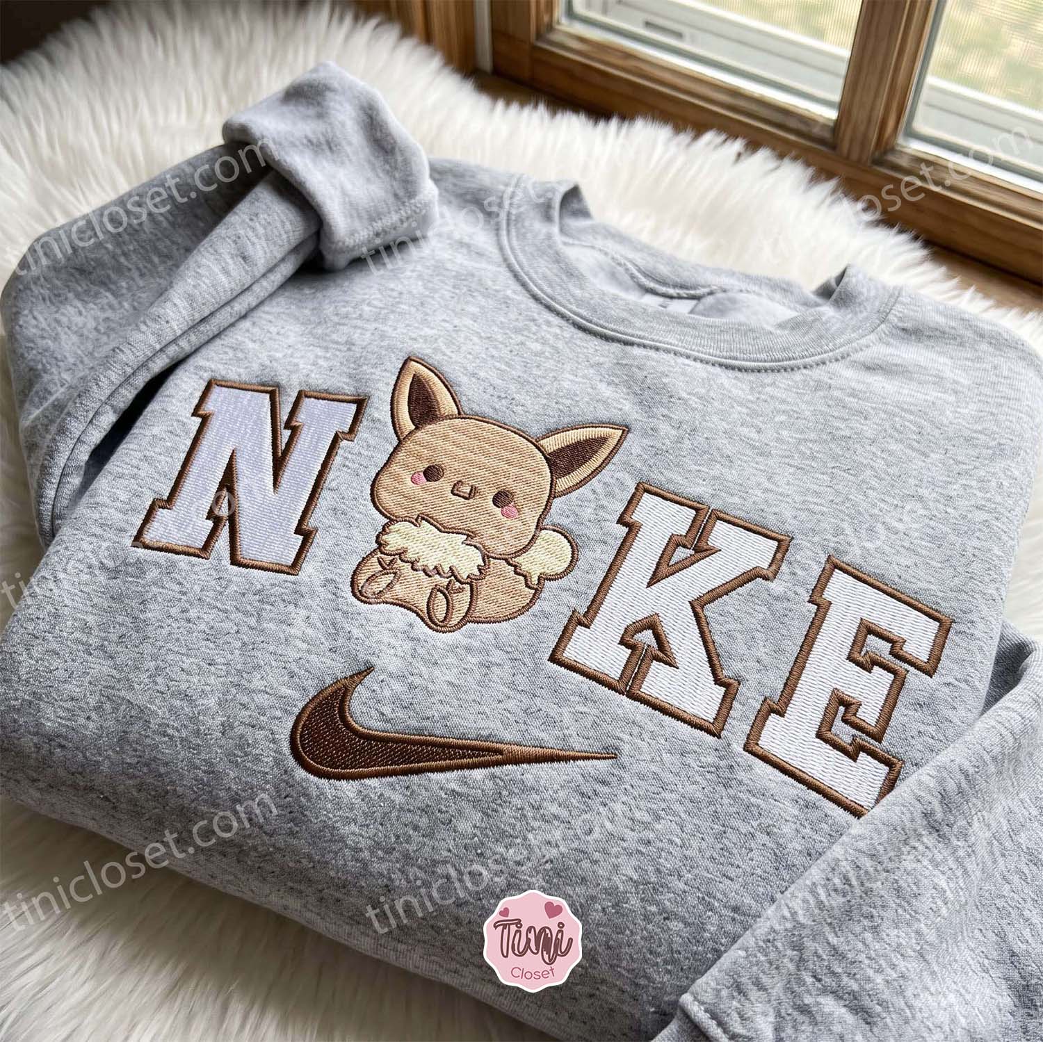 Cute Eevee Pokemon Embroidered Hoodie, Custom Anime Character Embroidered Sweatshirt, Bestie Matching Shirts Cute Eevee Pokemon Embroidered Hoodie, Custom Anime Character Embroidered Sweatshirt, Bestie Matching Shirts