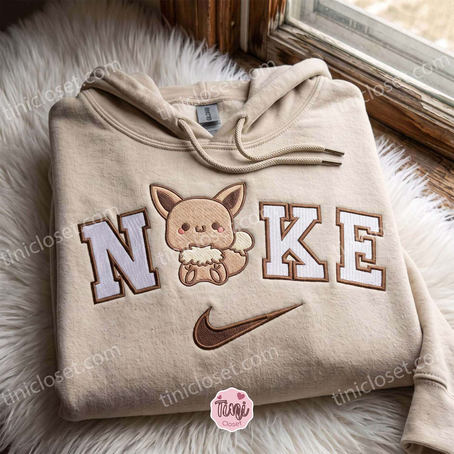Cute Eevee Pokemon Embroidered Hoodie, Custom Anime Character Embroidered Sweatshirt, Bestie Matching Shirts Cute Eevee Pokemon Embroidered Hoodie, Custom Anime Character Embroidered Sweatshirt, Bestie Matching Shirts