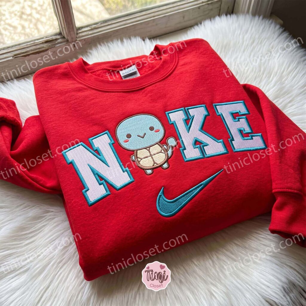 Squirtle Embroidered Sweatshirt, Pokemon Anime Embroidered Hoodie, Cute Valentine Crewneck, Galentine Gift Ideas