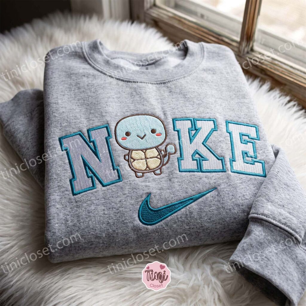 Squirtle Embroidered Sweatshirt, Pokemon Anime Embroidered Hoodie, Cute Valentine Crewneck, Galentine Gift Ideas Squirtle Embroidered Sweatshirt, Pokemon Anime Embroidered Hoodie, Cute Valentine Crewneck, Galentine Gift Ideas