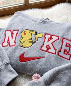 Pikachu Embroidered Sweatshirt, Pokemon Anime T shirt, Boyfriend Hoodie Gift, Cozy Gifts For Girlfriend (1)