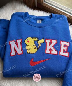 Pikachu Embroidered Sweatshirt, Pokemon Anime T shirt, Boyfriend Hoodie Gift, Cozy Gifts For Girlfriend (2)