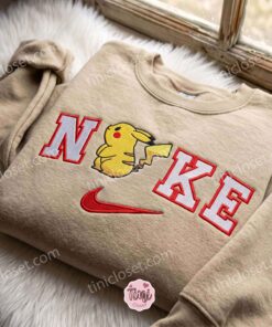 Pikachu Embroidered Sweatshirt, Pokemon Anime T shirt, Boyfriend Hoodie Gift, Cozy Gifts For Girlfriend (3)