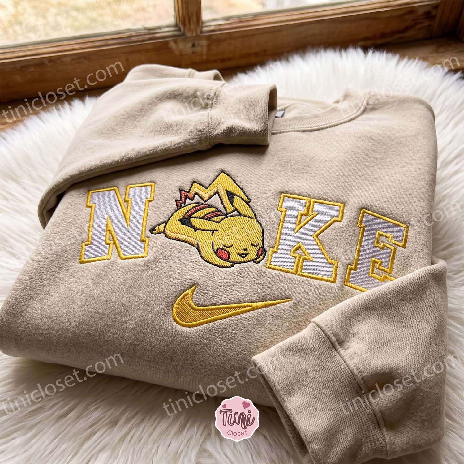 Sleeping Pikachu Embroidered Sweatshirt, Pokemon Anime T-shirt, Just Because Gift For Him, Cozy Gifts For Girlfriend Sleeping Pikachu Embroidered Sweatshirt, Pokemon Anime T-shirt, Just Because Gift For Him, Cozy Gifts For Girlfriend
