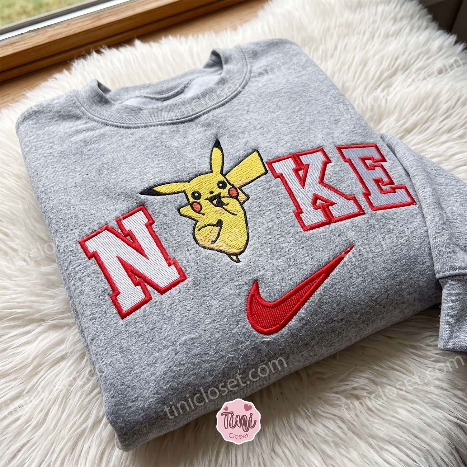 Smiling Pikachu Embroidered Sweatshirt, Pokemon Anime T-shirt, Just Because Gift For Him, Cozy Gifts For Girlfriend Smiling Pikachu Embroidered Sweatshirt, Pokemon Anime T-shirt, Just Because Gift For Him, Cozy Gifts For Girlfriend