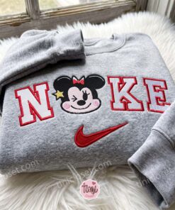Minnie Mouse Embroidered T-shirt, Disney Embroidered Shirt, Cartoon Character Crewneck, Cozy Unisex Pullover 1 Minnie Mouse Embroidered T shirt, Disney Embroidered Shirt, Cartoon Character Crewneck, Cozy Unisex Pullover (1)