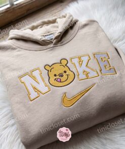 Winnie Pooh Embroidered T shirt, Disney Cartoon Character Crewneck, Cozy Unisex Pullover, Boyfriend Hoodie Gift (1)