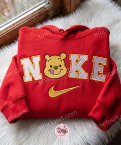 Winnie Pooh Embroidered T shirt, Disney Cartoon Character Crewneck, Cozy Unisex Pullover, Boyfriend Hoodie Gift (2)
