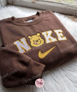 Winnie Pooh Embroidered T shirt, Disney Cartoon Character Crewneck, Cozy Unisex Pullover, Boyfriend Hoodie Gift (3)