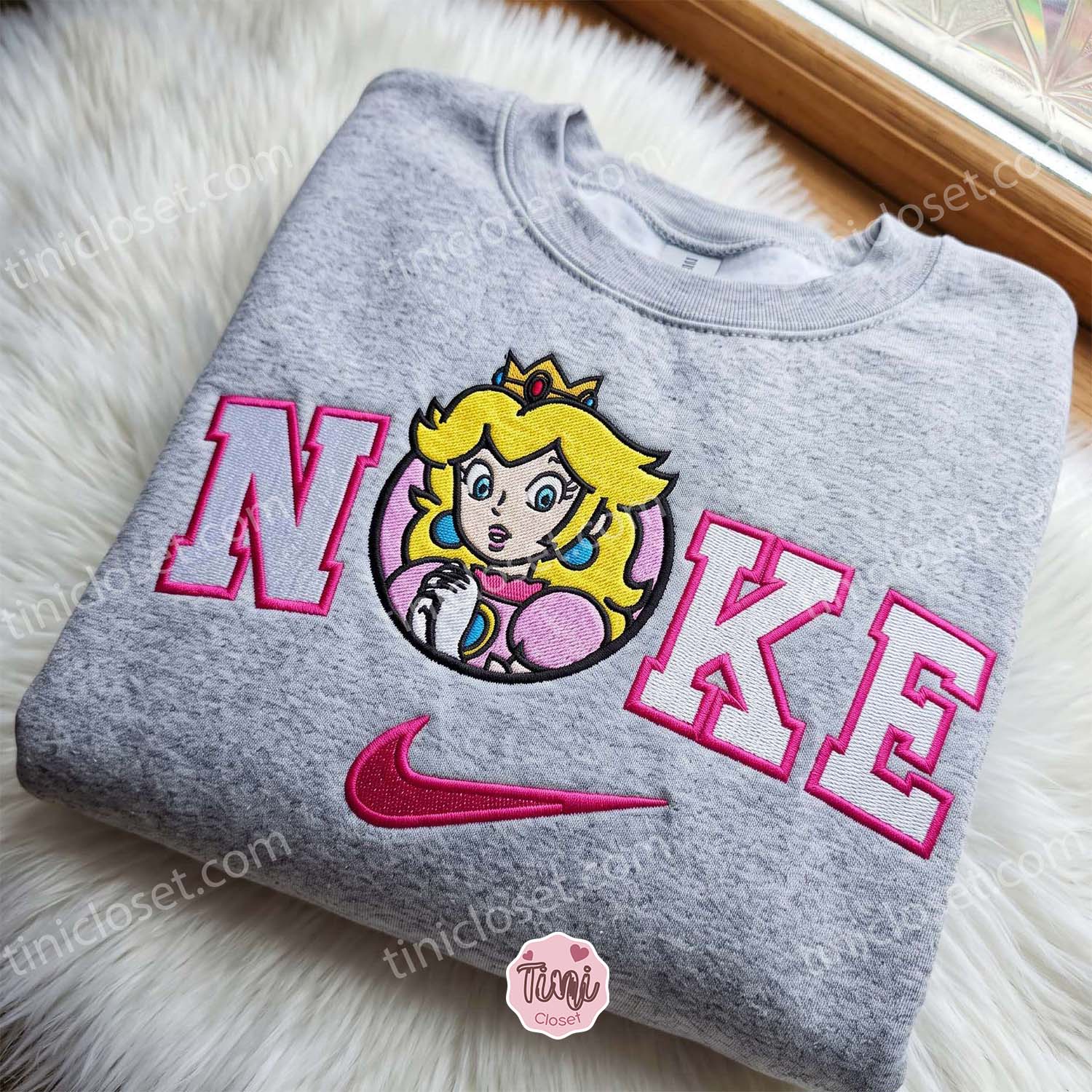 Princess Peach Cute Gaming Sweatshirt, Super Mario Characters Embroidered Hoodie, Long Distance Relationship Gift Princess Peach Cute Gaming Sweatshirt, Super Mario Characters Embroidered Hoodie, Long Distance Relationship Gift