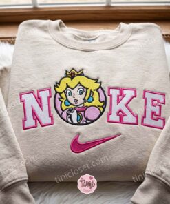 Princess Peach Cute Gaming Sweatshirt, Super Mario Characters Embroidered Hoodie, Long Distance Relationship Gift (2)