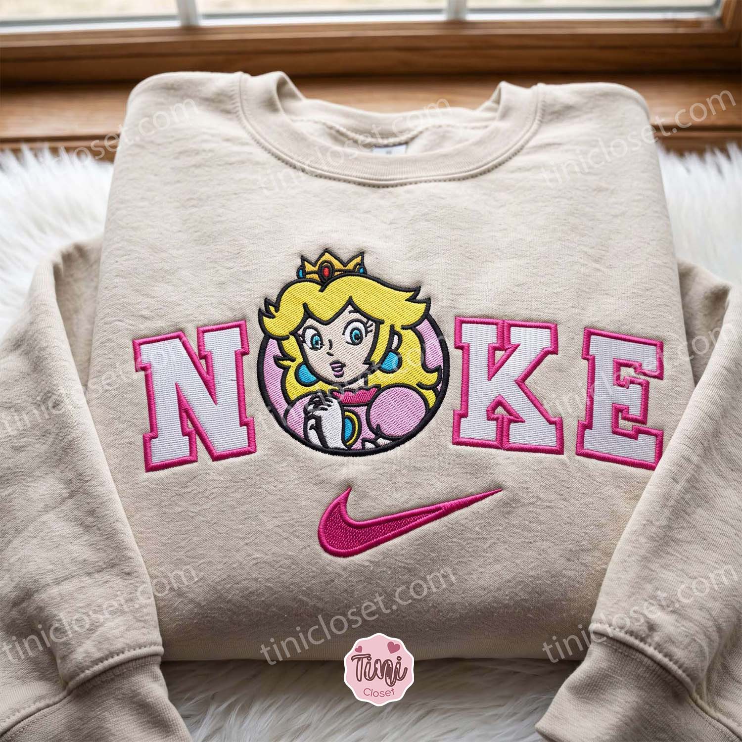 Princess Peach Cute Gaming Sweatshirt, Super Mario Characters Embroidered Hoodie, Long Distance Relationship Gift Princess Peach Cute Gaming Sweatshirt, Super Mario Characters Embroidered Hoodie, Long Distance Relationship Gift