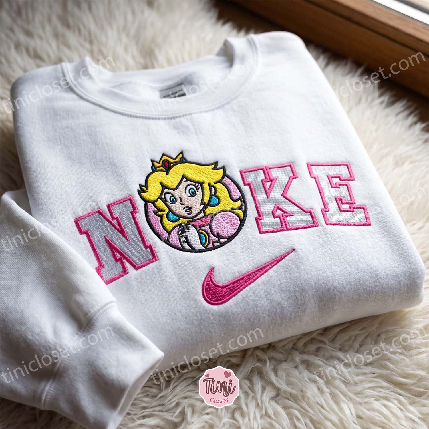 Princess Peach Cute Gaming Sweatshirt, Super Mario Characters Embroidered Hoodie, Long Distance Relationship Gift Princess Peach Cute Gaming Sweatshirt, Super Mario Characters Embroidered Hoodie, Long Distance Relationship Gift