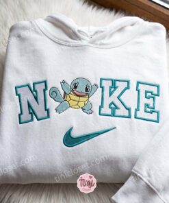 Squirtle Pokemon Embroidered Shirt, Anime Gamer Gift, Long Distance Relationship Gift, Cute Matching Hoodies for Couples (2)